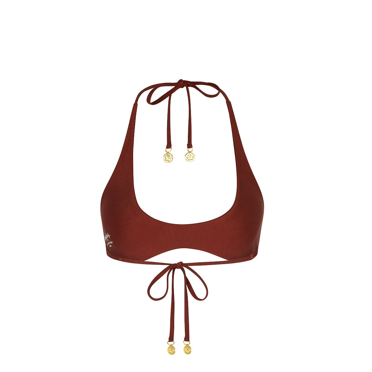 Scoop Mini Halter Crop Bikini Top - Cinnamon Sugar