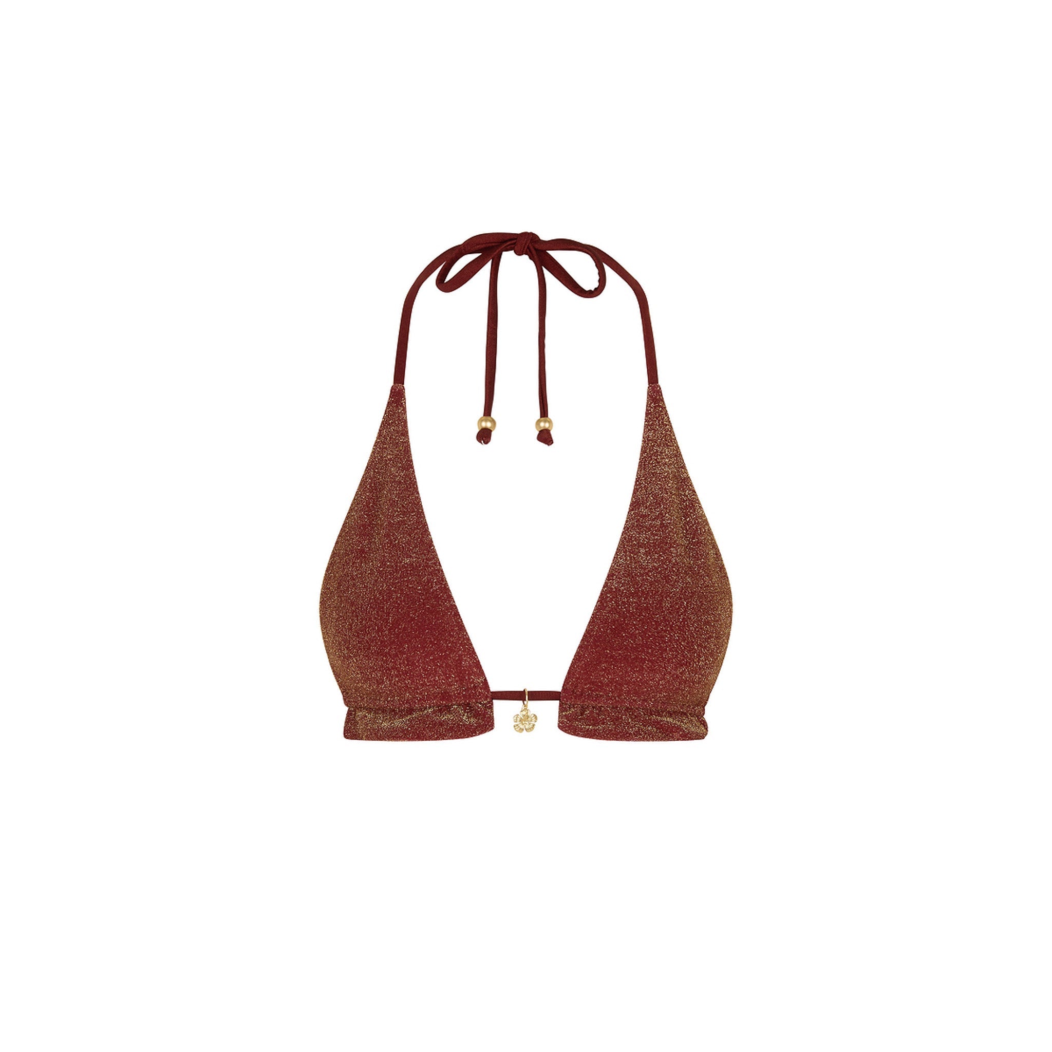 Frill Halter Bralette Bikini Top - Cinnamon