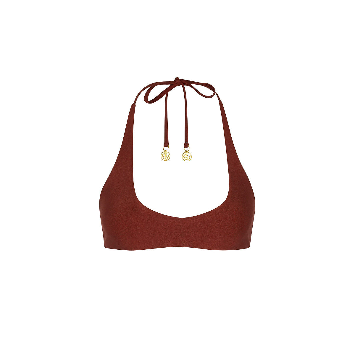 Scoop Mini Halter Crop Bikini Top - Cinnamon Sugar
