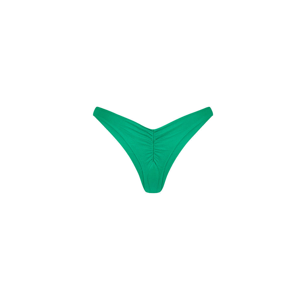Gathered Deep V Thong Bikini Bottom - Island Lush