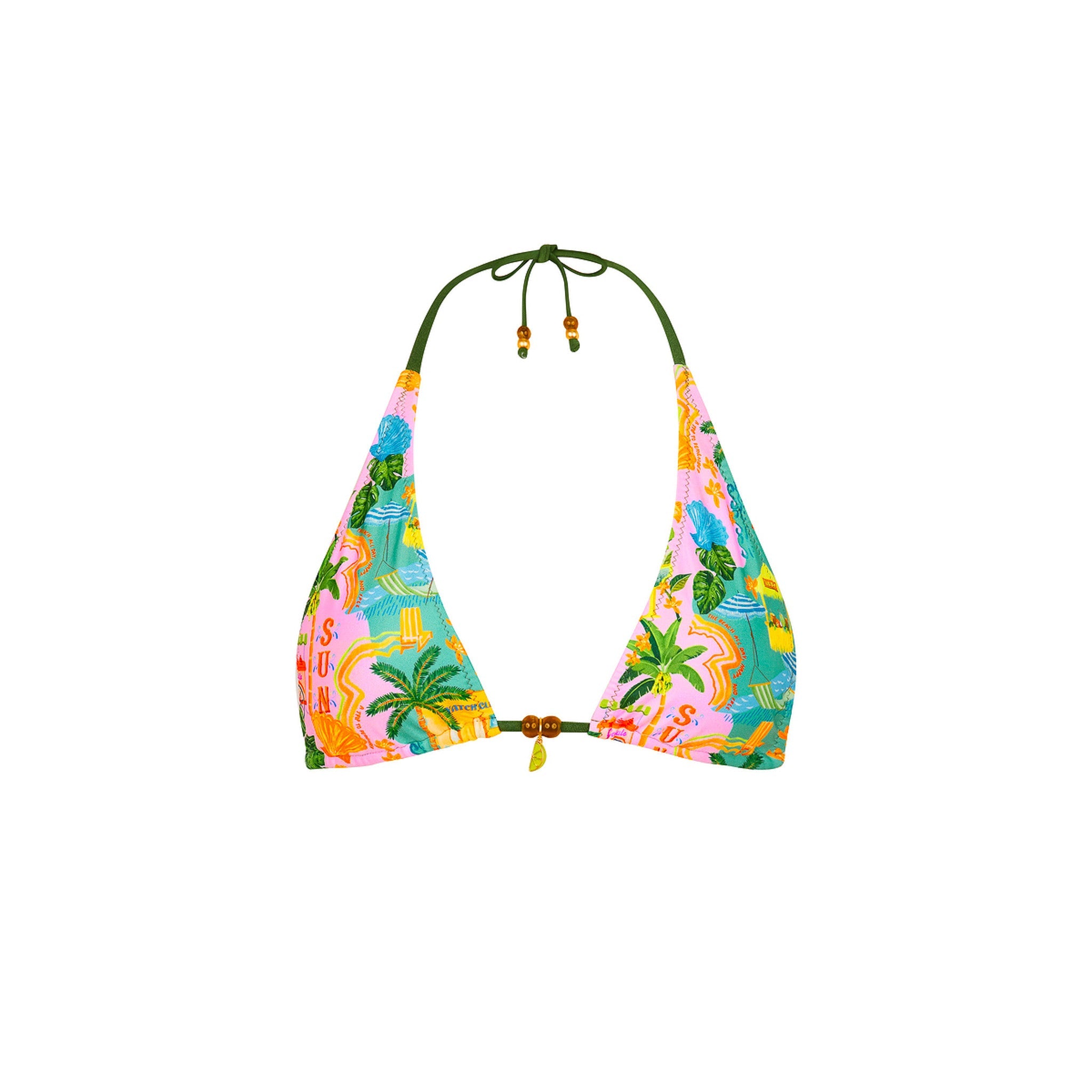 Classic Tie Halter Bikini Top - Sunlit Spritz