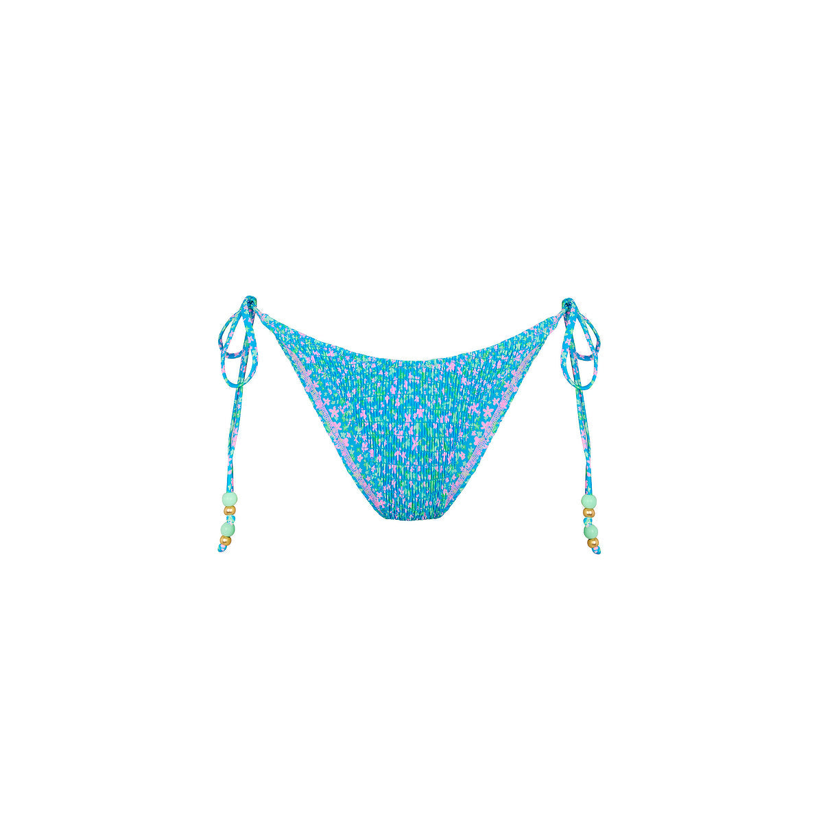 Shirred Dipped Cheeky Tie Bikini Bottom - Ocean Kisses