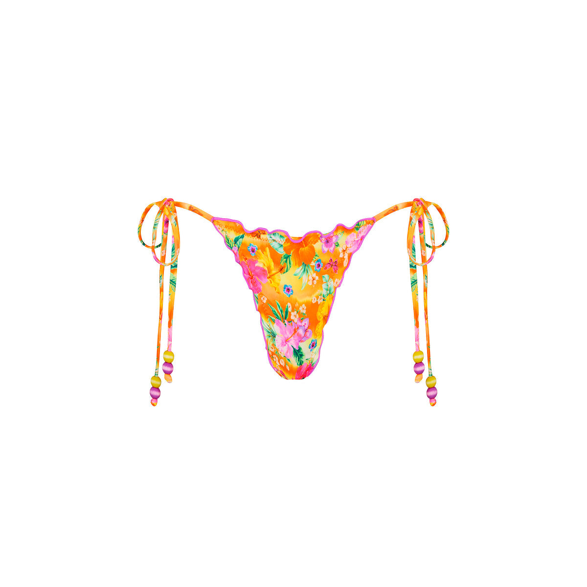 Lettuce Edge Thong Tie Bikini Bottom - Peachy Pocket