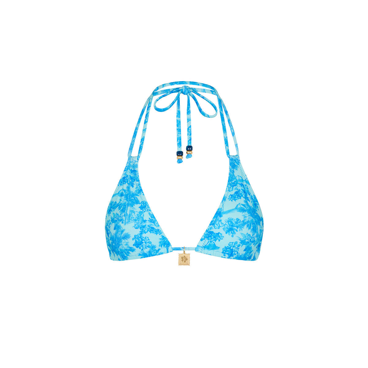 Simple Strap Halter Bikini Top - Ocean Paradise