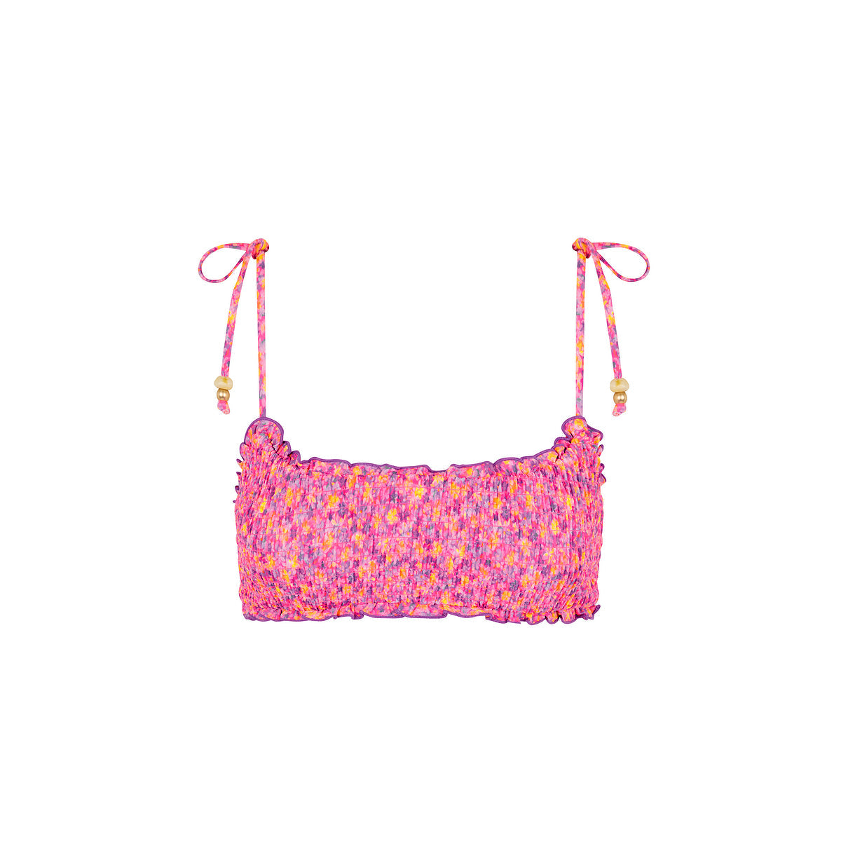 Shirred Crop Tie Bikini Top - Gelato Bloom