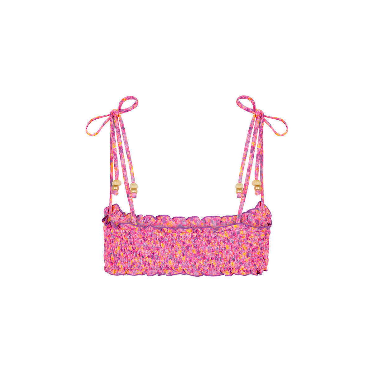 Shirred Crop Tie Bikini Top - Gelato Bloom