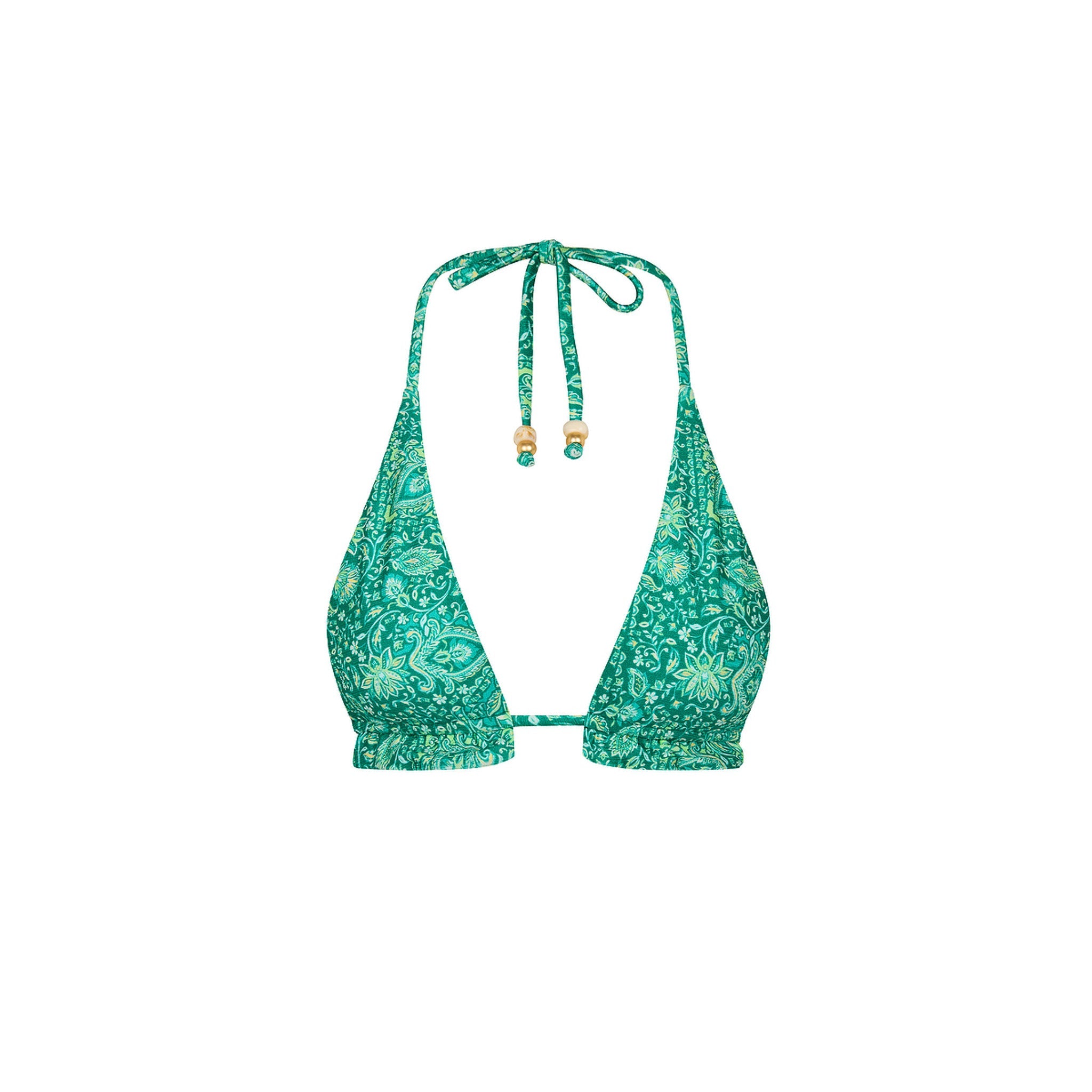Frill Halter Bralette Bikini Top - Emerald Aura