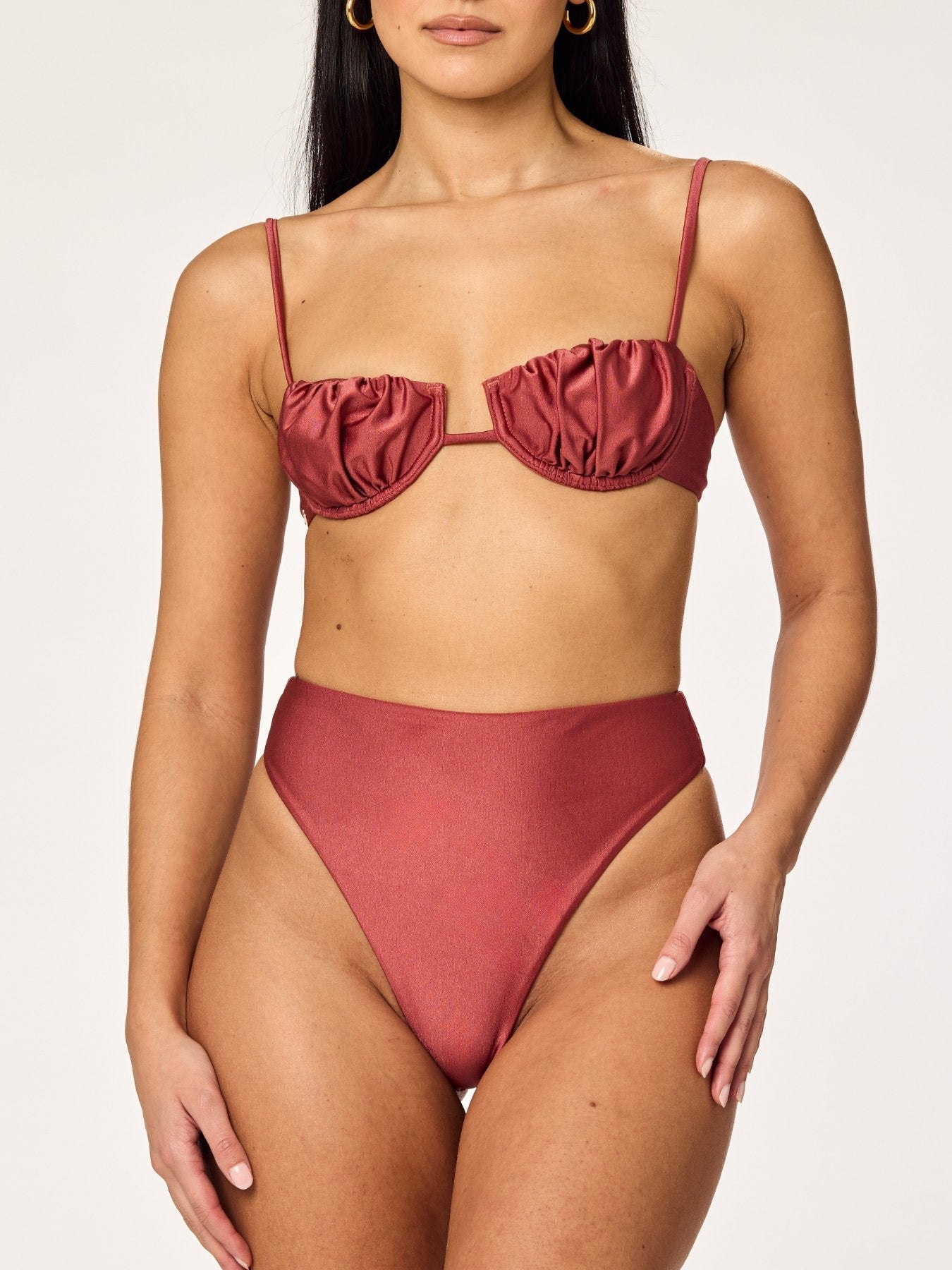 OLYMPIA - High Waisted Cheeky Bottom • Shiny Mauve