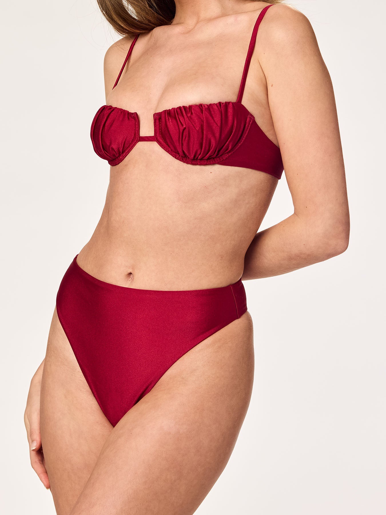 OLYMPIA - High Waisted Cheeky Bottom • Bordeaux