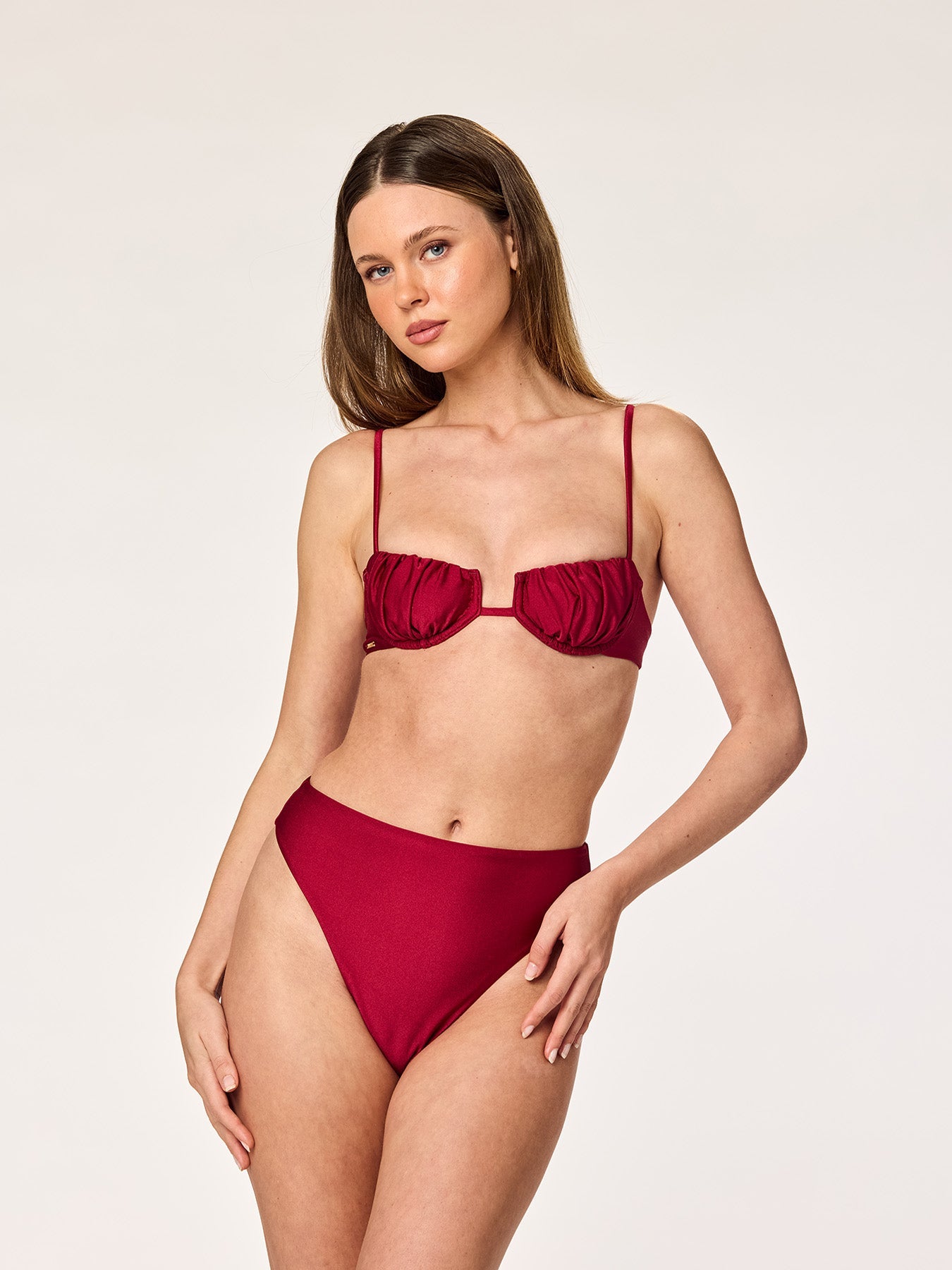 OLYMPIA - High Waisted Cheeky Bottom • Bordeaux