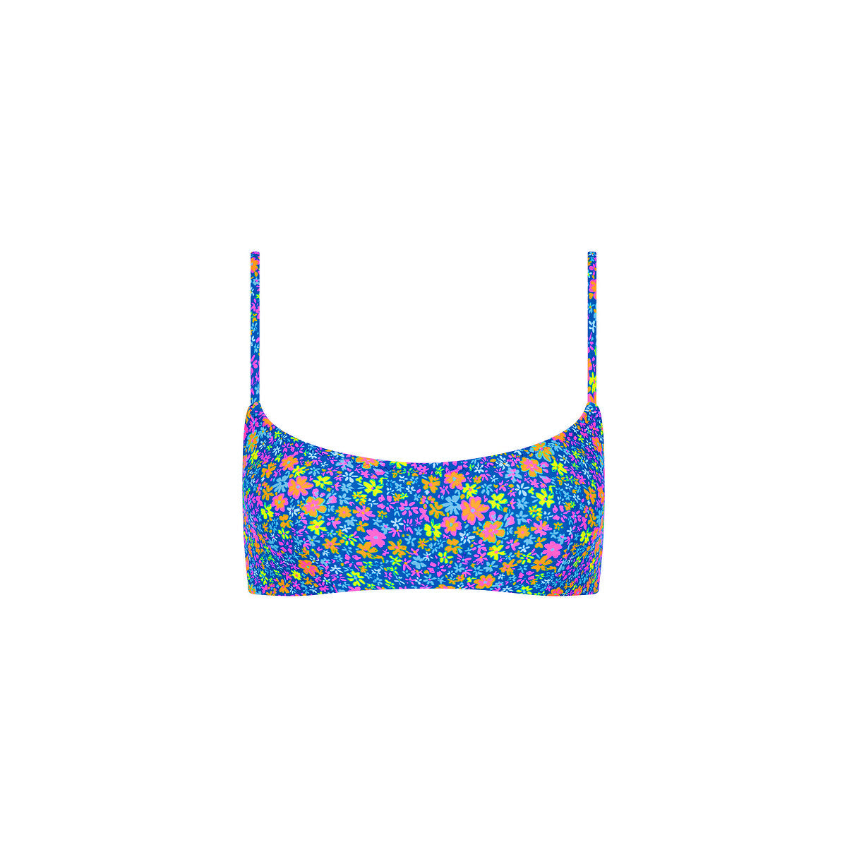 Invisible Underwire Crop Bikini Top - Electric Bloom