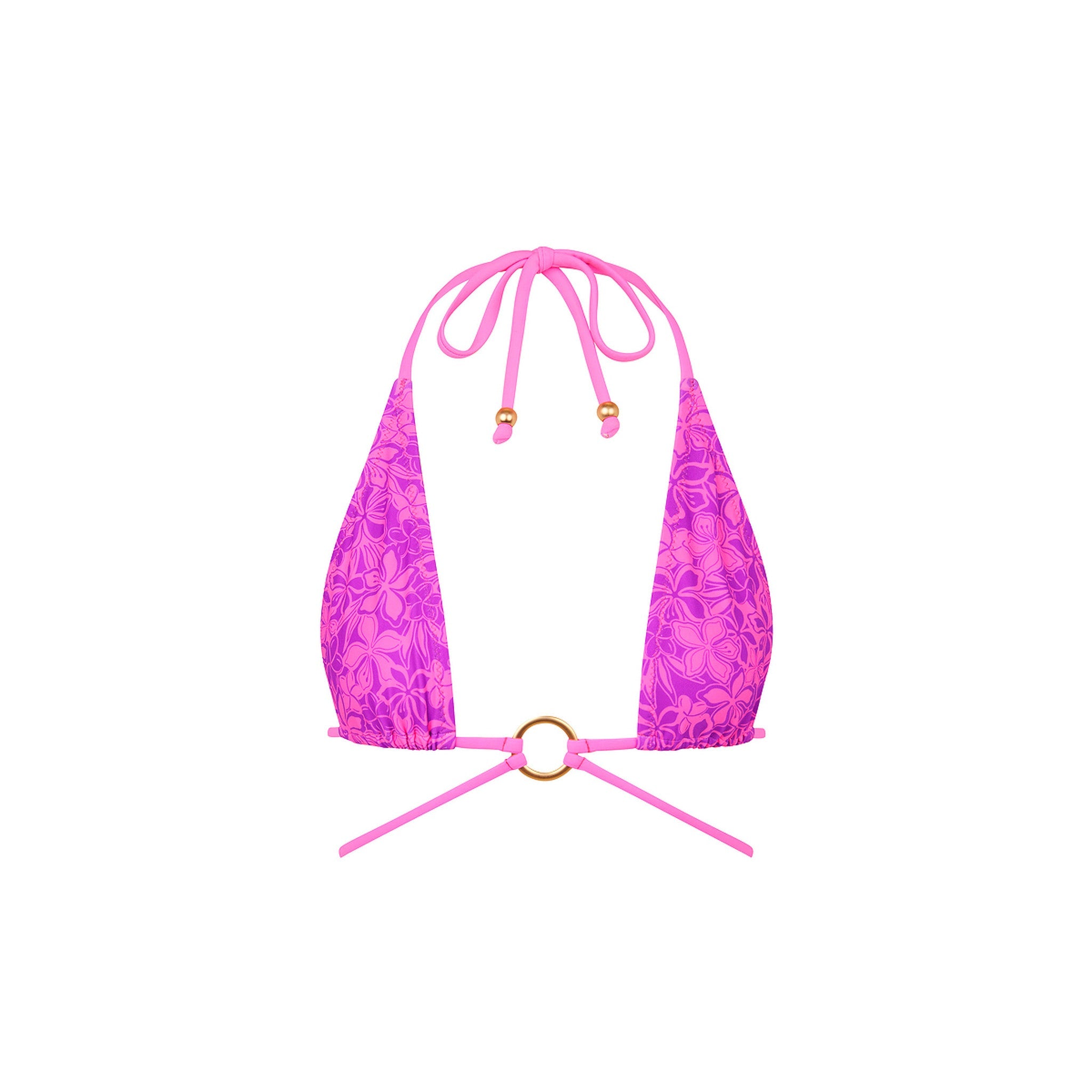 Halo Ring Halter Bikini Top - Bubble Berry