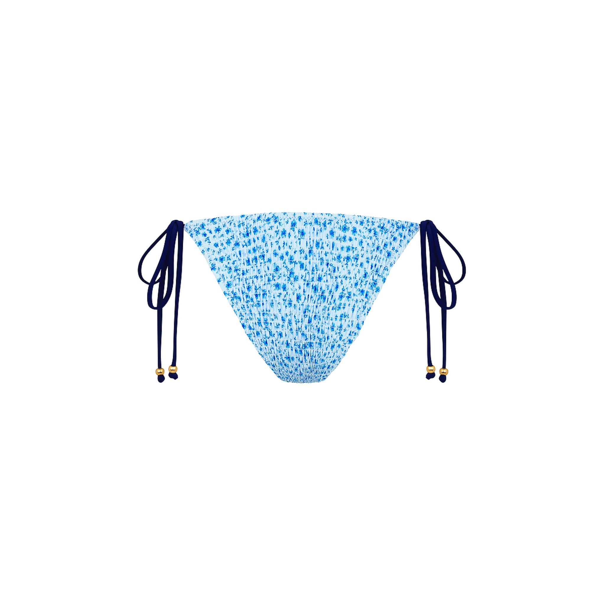 Shirred Dipped Cheeky Tie Bikini Bottom - Dream Flower