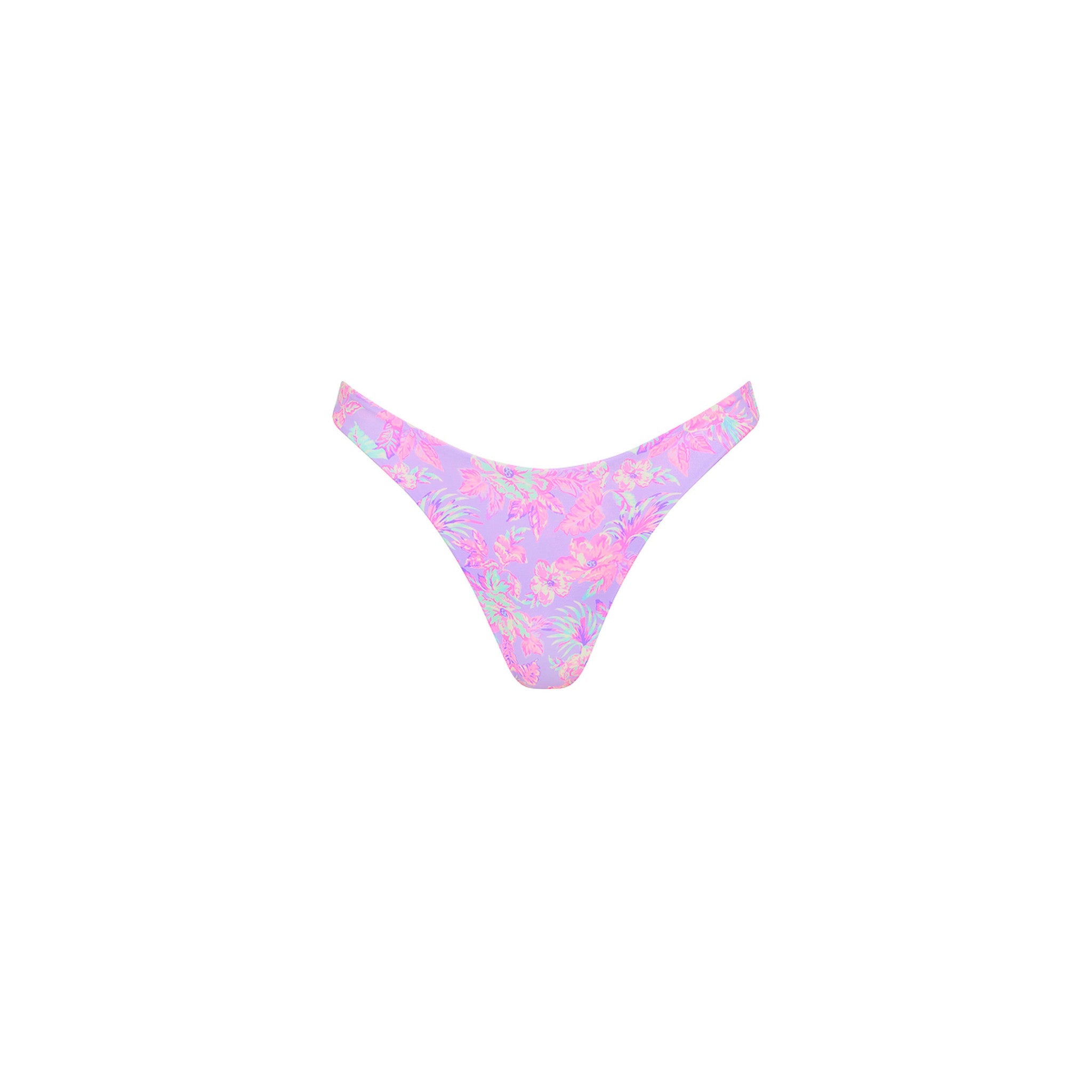 Gathered Deep V Thong Bikini Bottom - Lilac Love