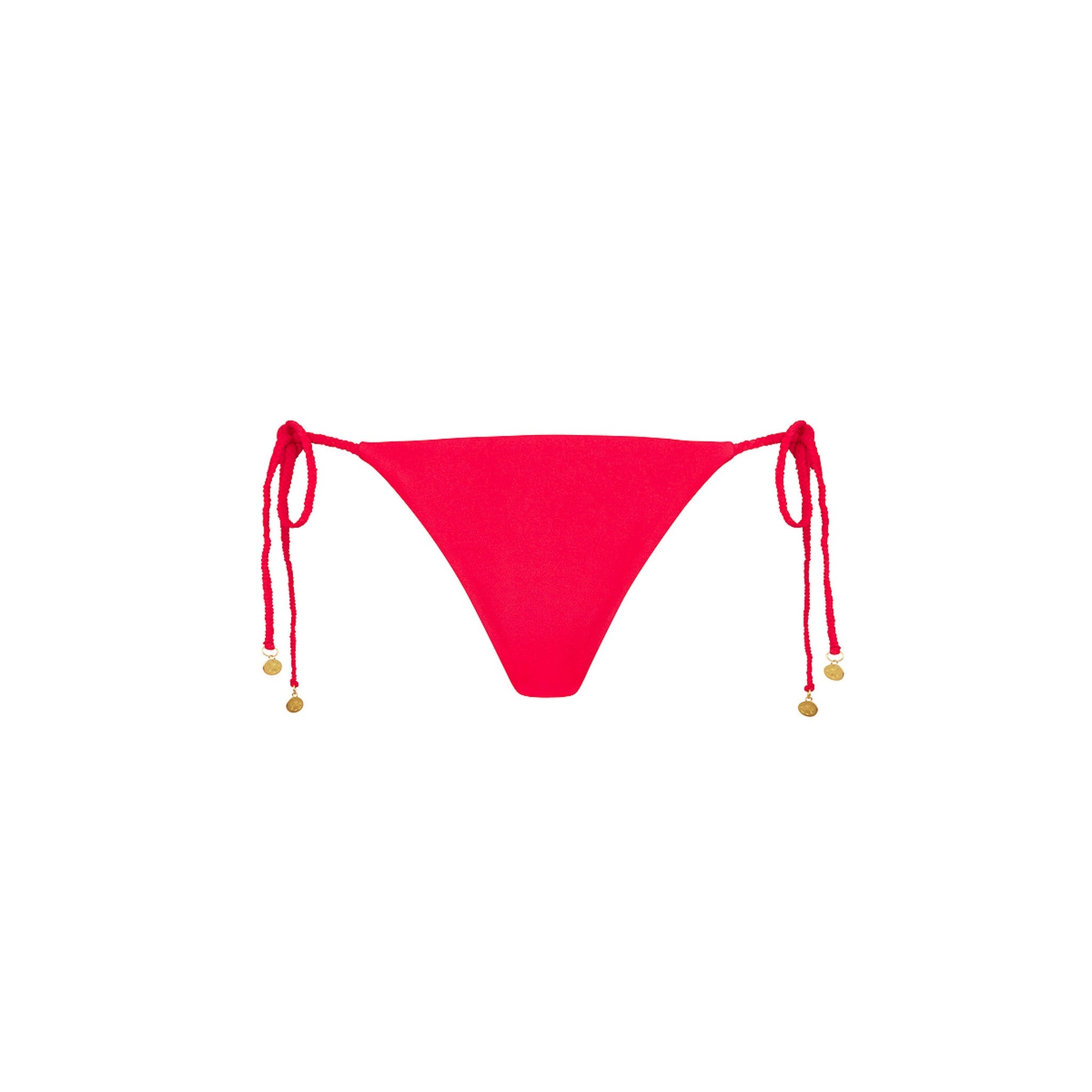 Braided Thong Tie Side Bikini Bottom - Cherry Crush