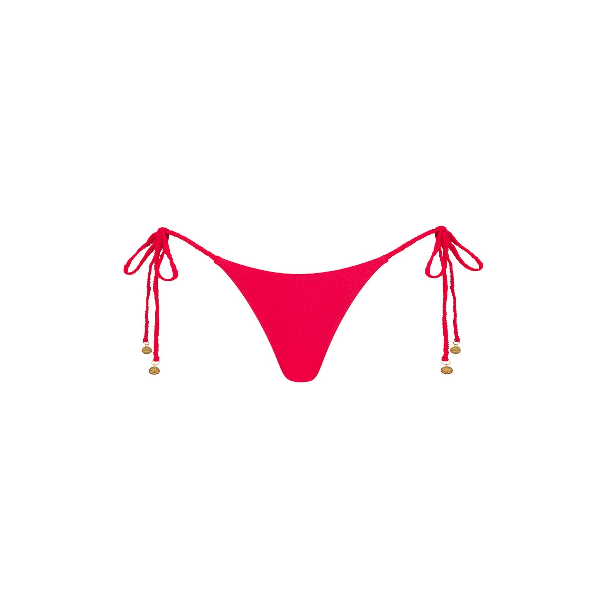 Braided Thong Tie Side Bikini Bottom - Cherry Crush