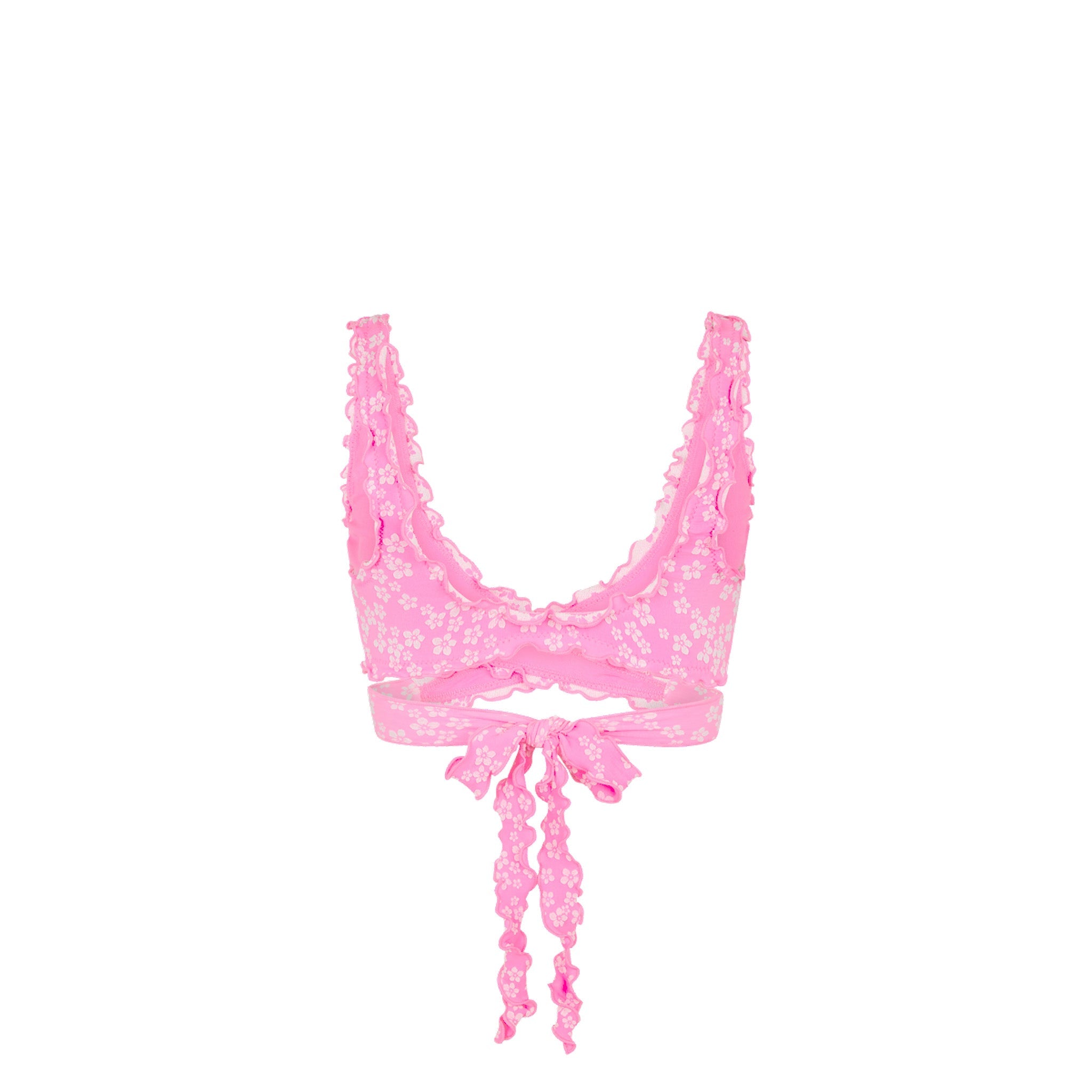 Lettuce Edge Wrap Bikini Top - Sugar Sprinkle
