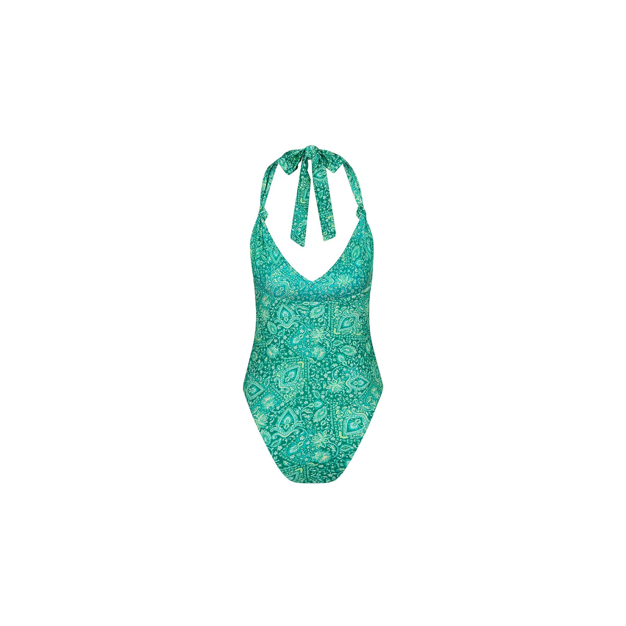 Soft Knot Halter One Piece - Emerald Aura
