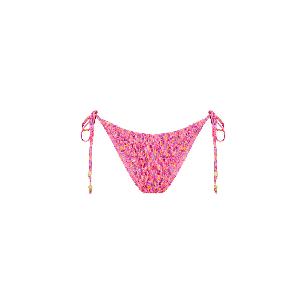Shirred Dipped Cheeky Tie Bikini Bottom - Gelato Bloom