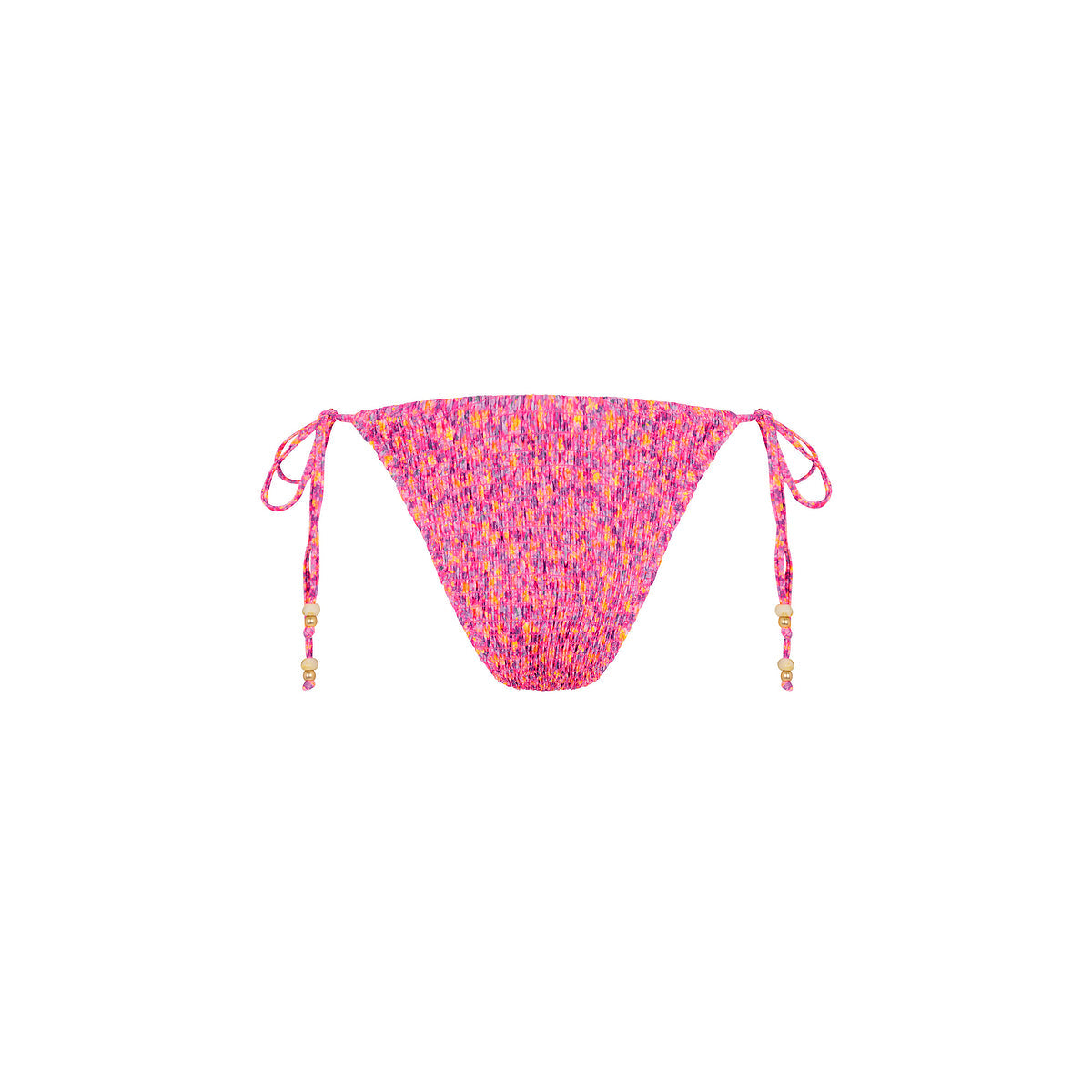 Shirred Dipped Cheeky Tie Bikini Bottom - Gelato Bloom