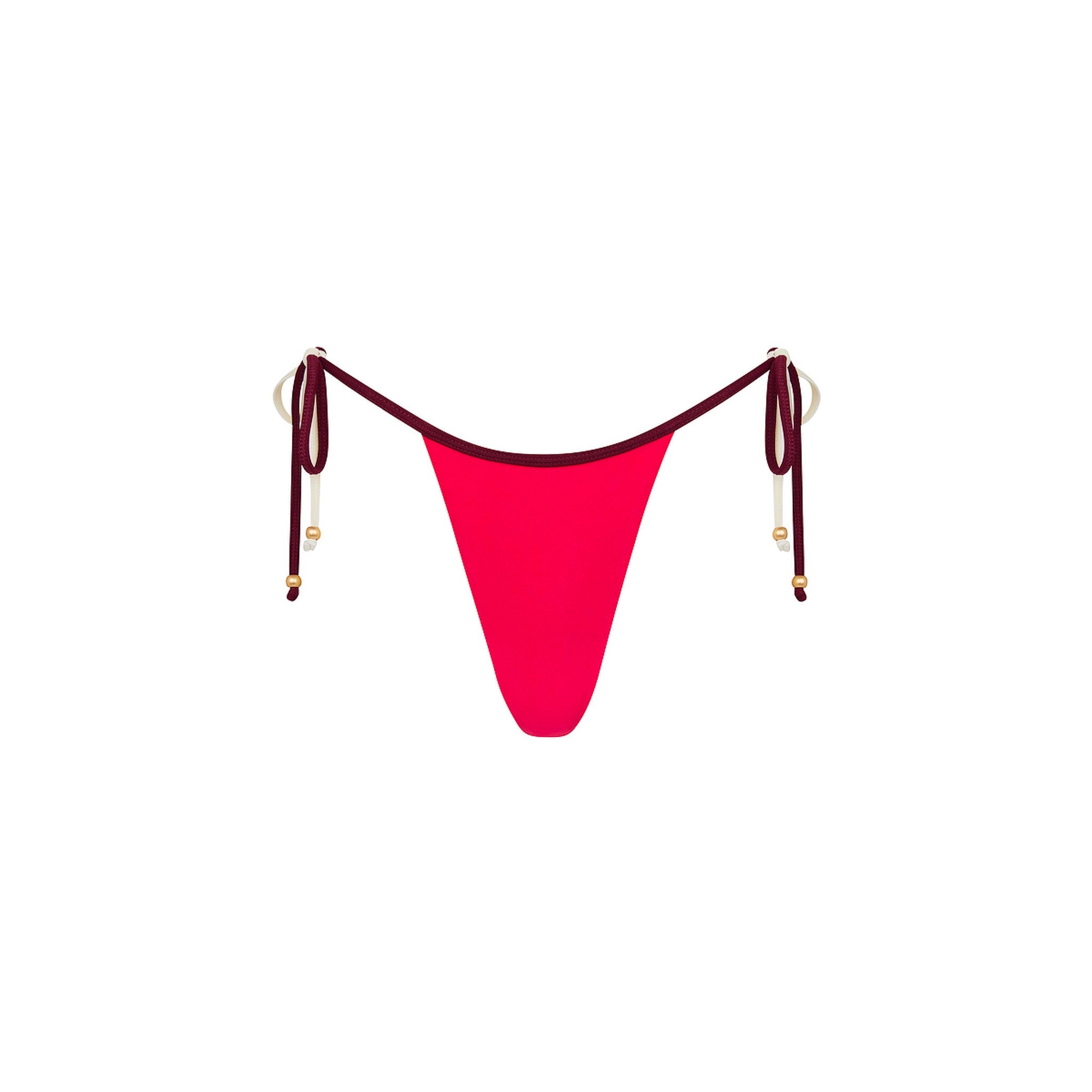 Micro Thong Tie Side Bikini Bottom - Cherry Cola