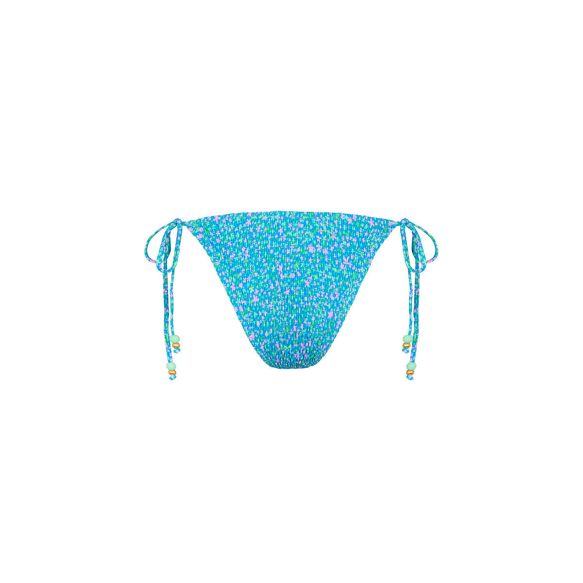 Shirred Dipped Cheeky Tie Bikini Bottom - Ocean Kisses