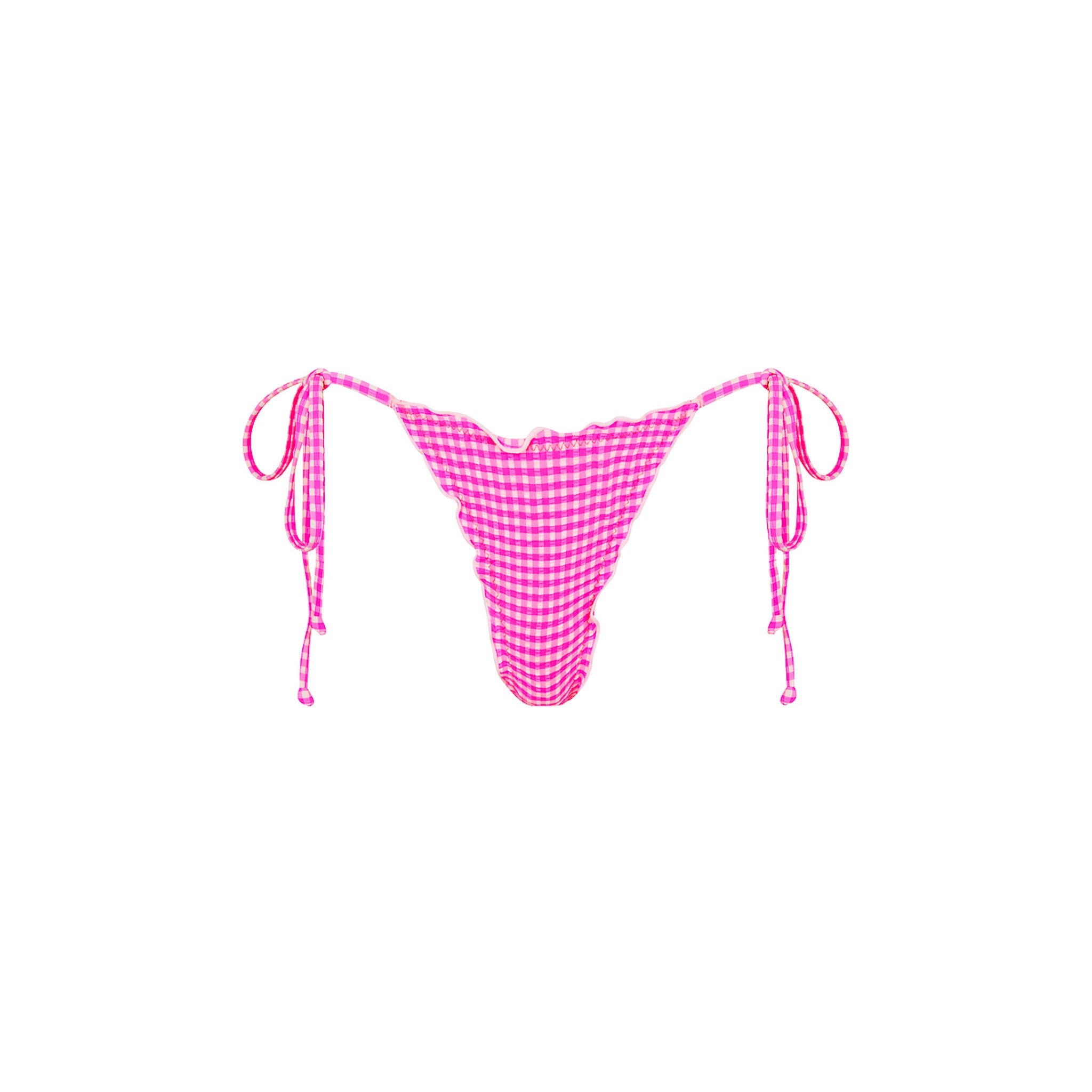 Lettuce Edge Thong Tie Bikini Bottom - Pink Diva