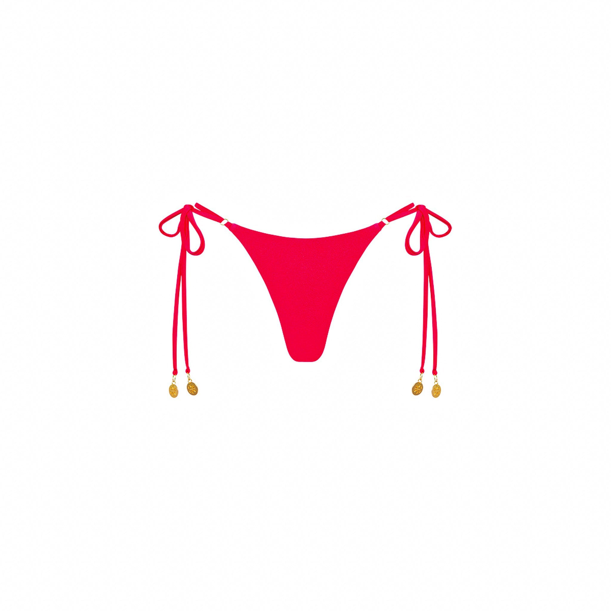Thong Tie Side Bikini Bottom - Cherry Crush