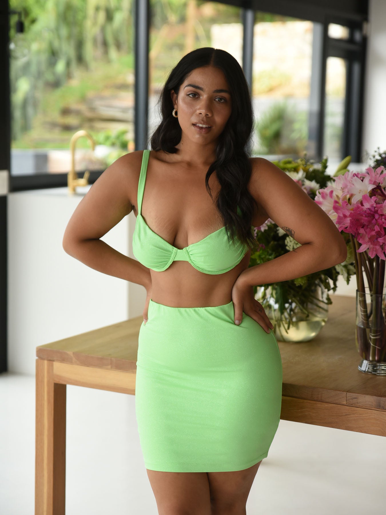 FANTASY - Swim Skirt • Glittery Mint