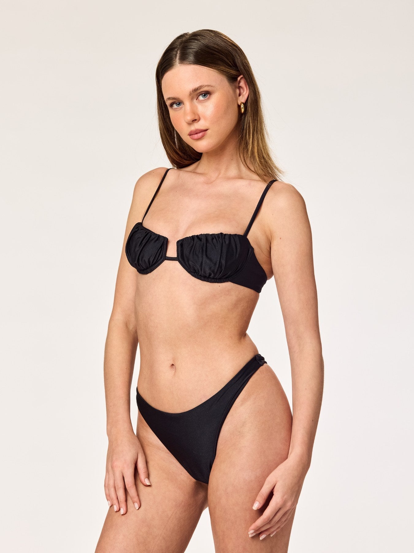 MERMAID - Pleated Cup Top • Shiny Black