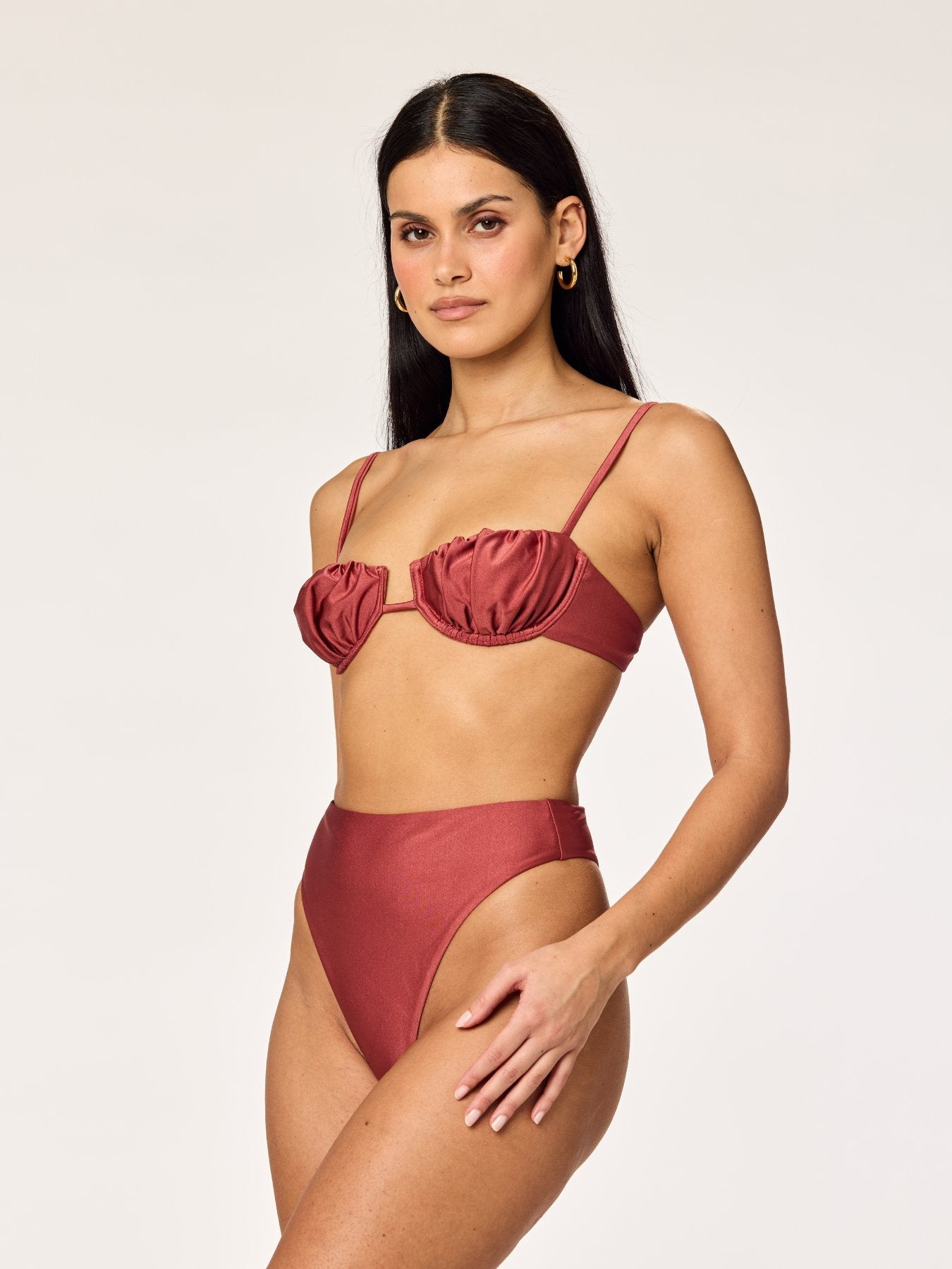 OLYMPIA - High Waisted Cheeky Bottom • Shiny Mauve